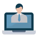 Illustration of a computer showing a person in a suit (Recruitment Site)
