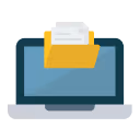 Illustration of a computer displaying documents (Product/Service Site)