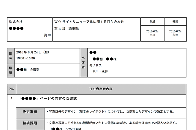 ディレクターの議事録活用術 Googleドキュメントを使って効率アップ 投稿一覧 ものさす Monosus